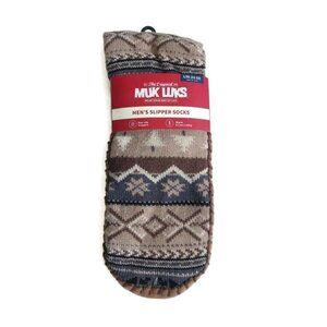 MUK LUKS Mens Slipper Socks Size L/XL Shoe Size 11/13 Tan Tree Warm Comfortable